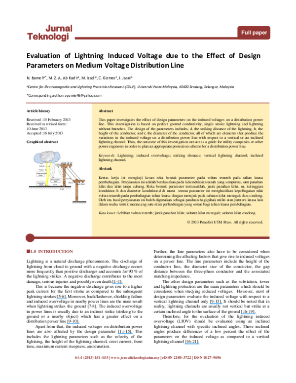 (PDF) Evaluation of lightning induced voltage due to the effect of ...