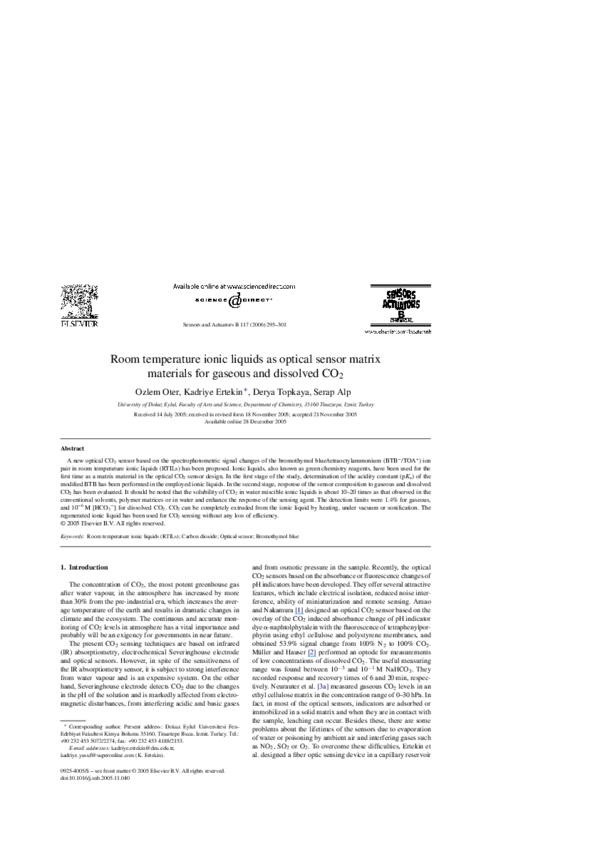 (PDF) Room temperature ionic liquids as optical sensor matrix materials ...