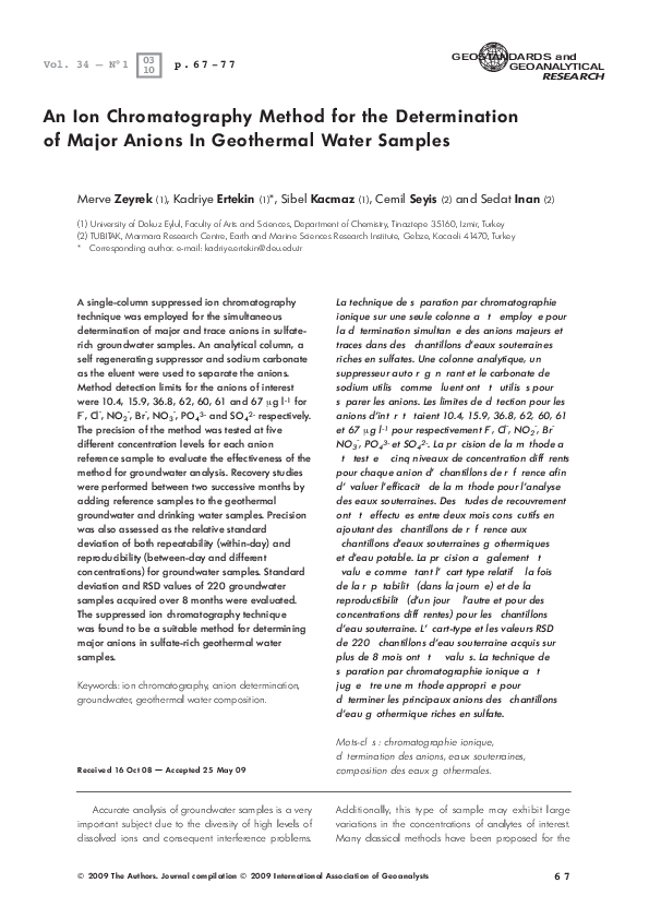 (PDF) An Ion Chromatography Method for the Determination of Major ...