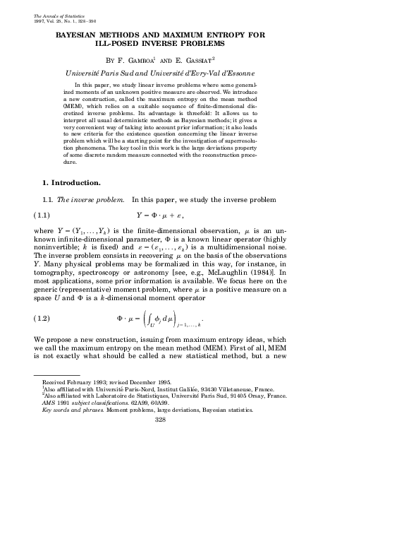 Maximum-Entropy and Bayesian Methods in Inverse Problems
