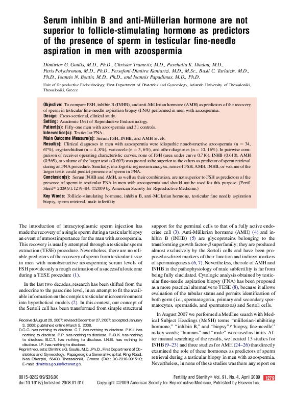 (PDF) Serum inhibin B and anti-Müllerian hormone are not superior to ...