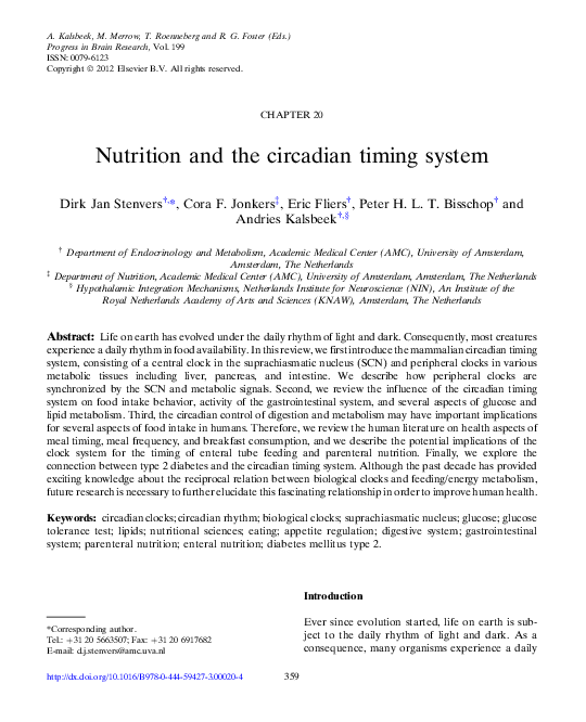(PDF) Nutrition and the circadian timing system