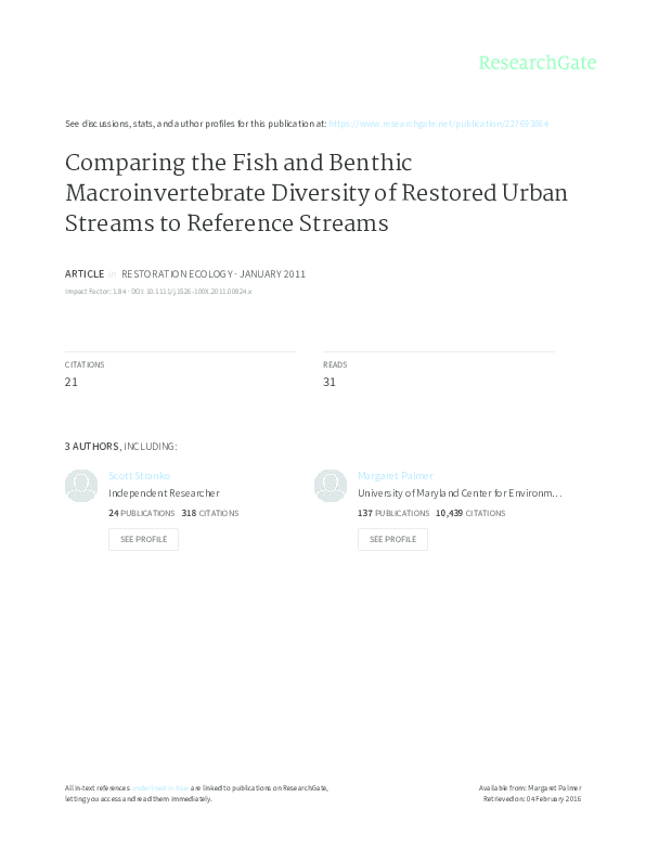 (PDF) Comparing the Fish and Benthic Macroinvertebrate Diversity of ...