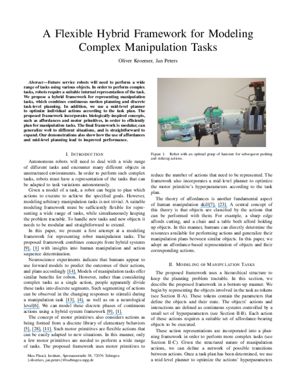 (PDF) A flexible hybrid framework for modeling complex manipulation tasks