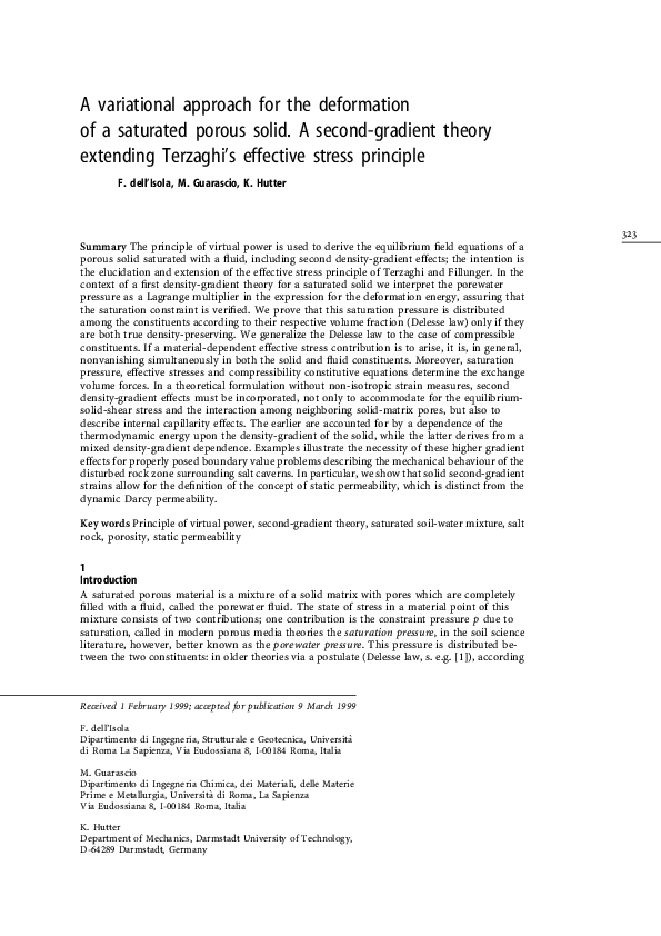 (PDF) A variational approach for the deformation of a saturated porous ...