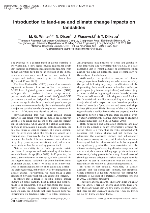 (PDF) Introduction to land-use and climate change impacts on landslides