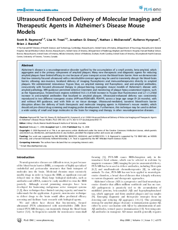 (PDF) Ultrasound Enhanced Delivery of Molecular Imaging and Therapeutic ...