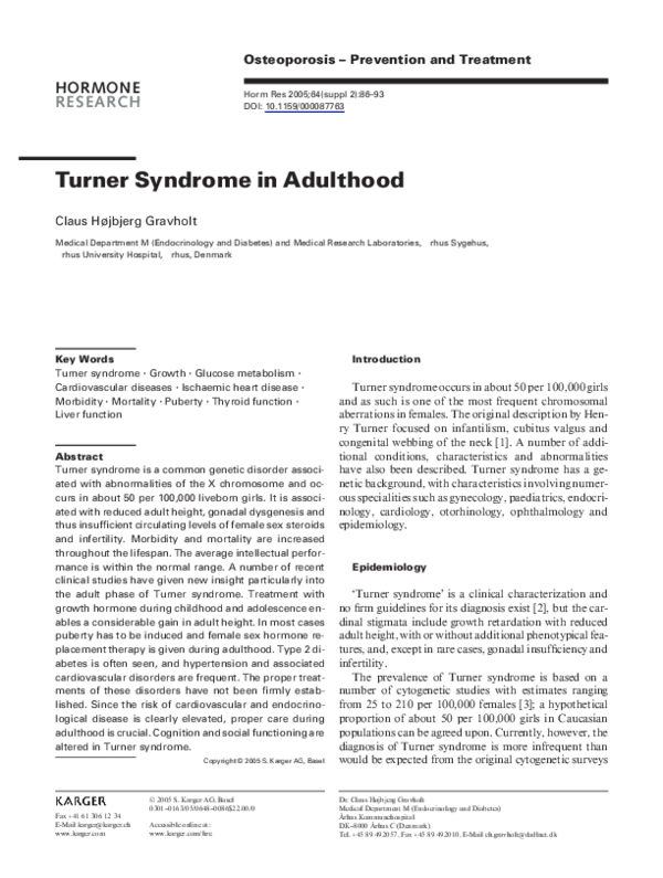 (PDF) Turner Syndrome in Adulthood Claus Gravholt Academia.edu