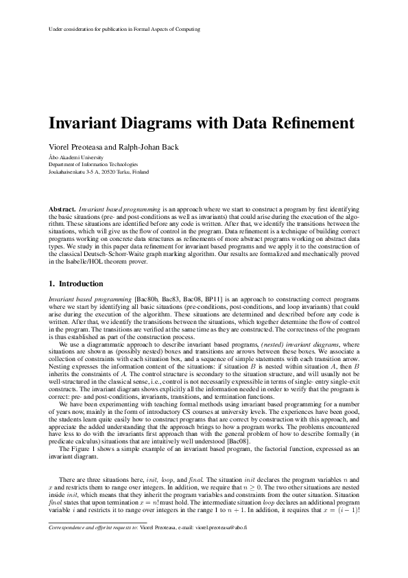 (PDF) Invariant diagrams with data refinement