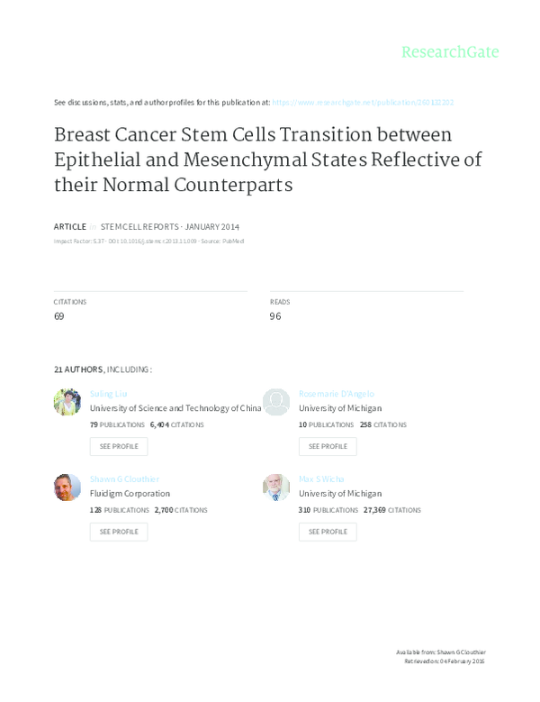 (PDF) Breast Cancer Stem Cells Transition between Epithelial and ...