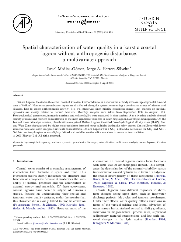 (PDF) Spatial characterization of water quality in a karstic coastal ...