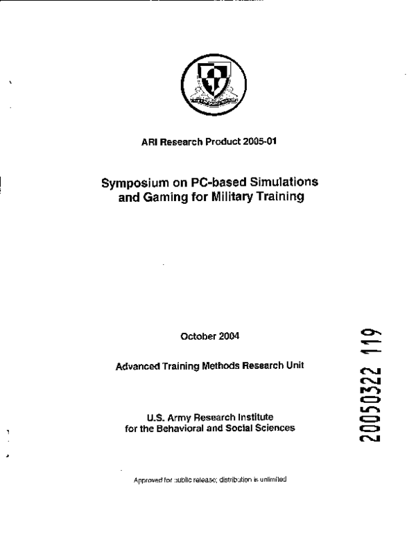 (PDF) Symposium on PC-Based Simulations and Gaming for Military Training