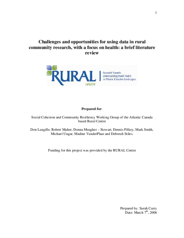(PDF) Challenges and opportunities for using data in rural community ...