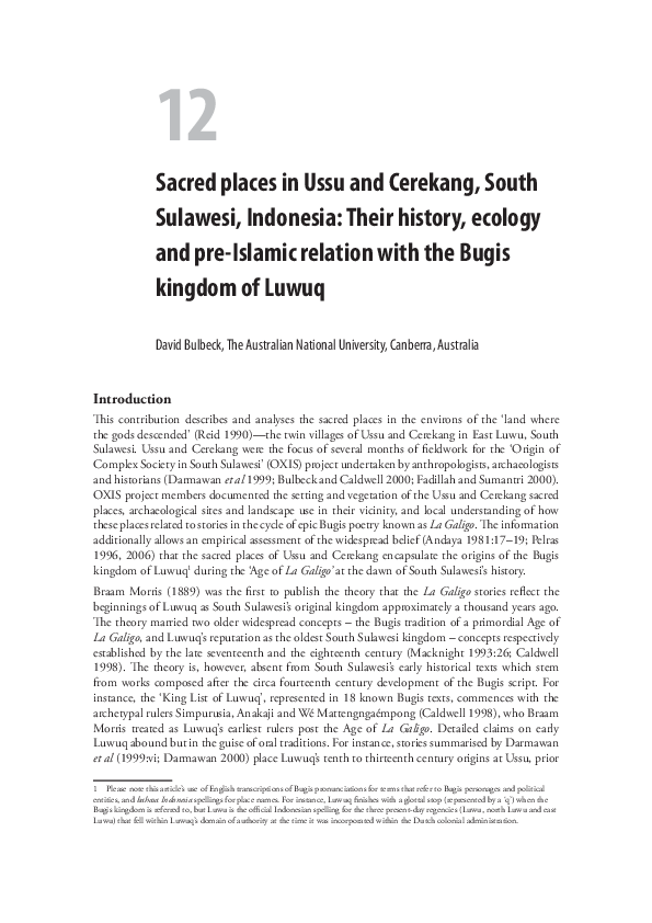 (PDF) Sacred places in Ussu and Cerekang, South Sulawesi, Indonesia ...