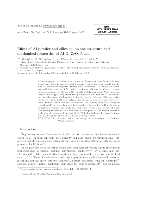(PDF) Effect of Al powder and silica sol on the structure and ...