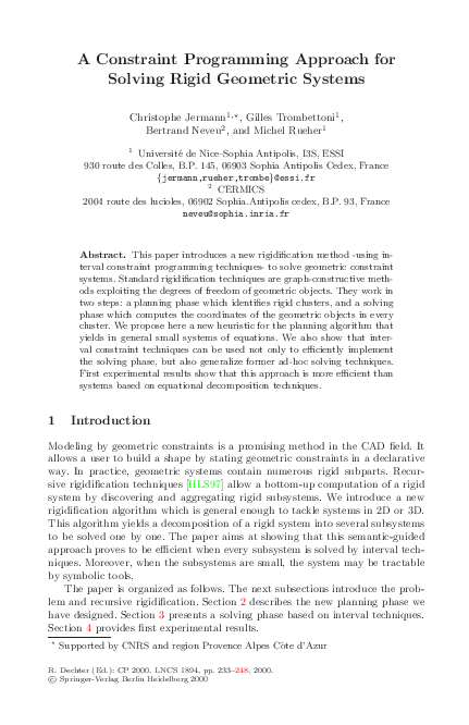 (PDF) A constraint programming approach for solving rigid geometric systems
