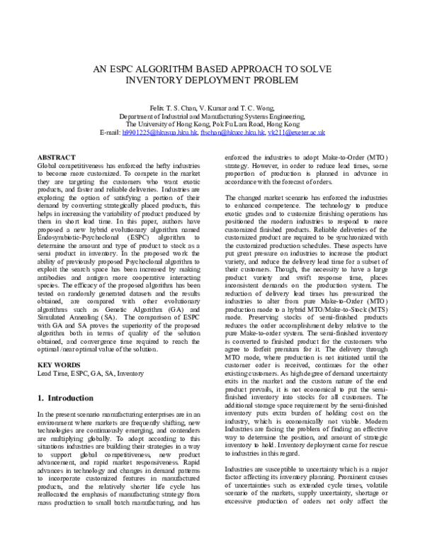 (PDF) An ESPC algorithm based approach to solve inventory deployment ...