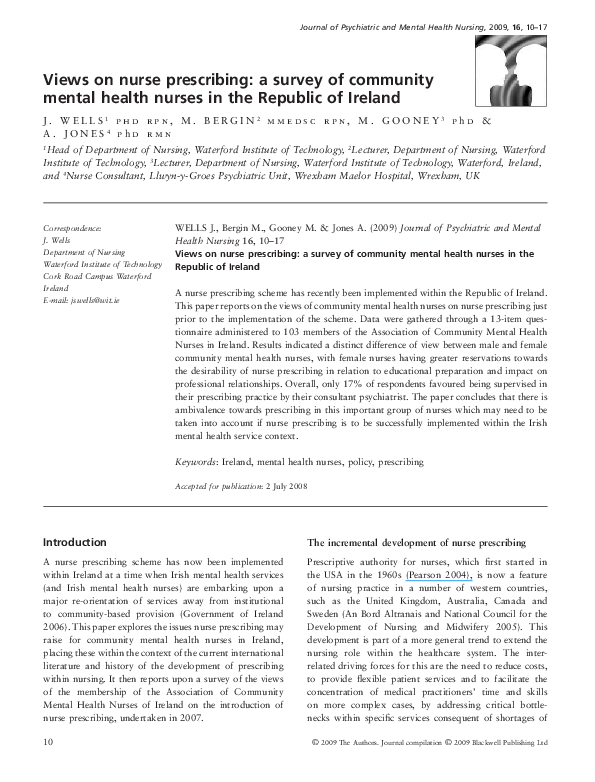 (PDF) Views on nurse prescribing: a survey of community mental health ...