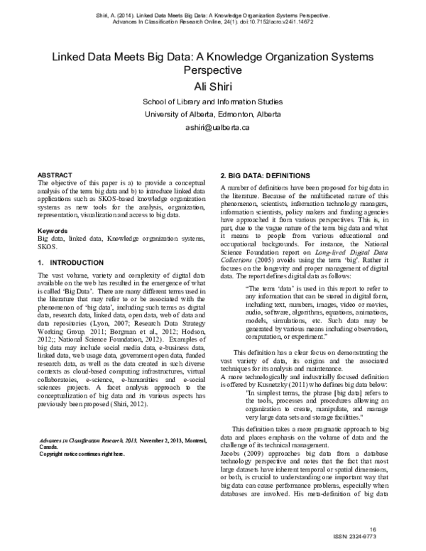 (PDF) Linked Data Meets Big Data: A Knowledge Organization Systems ...