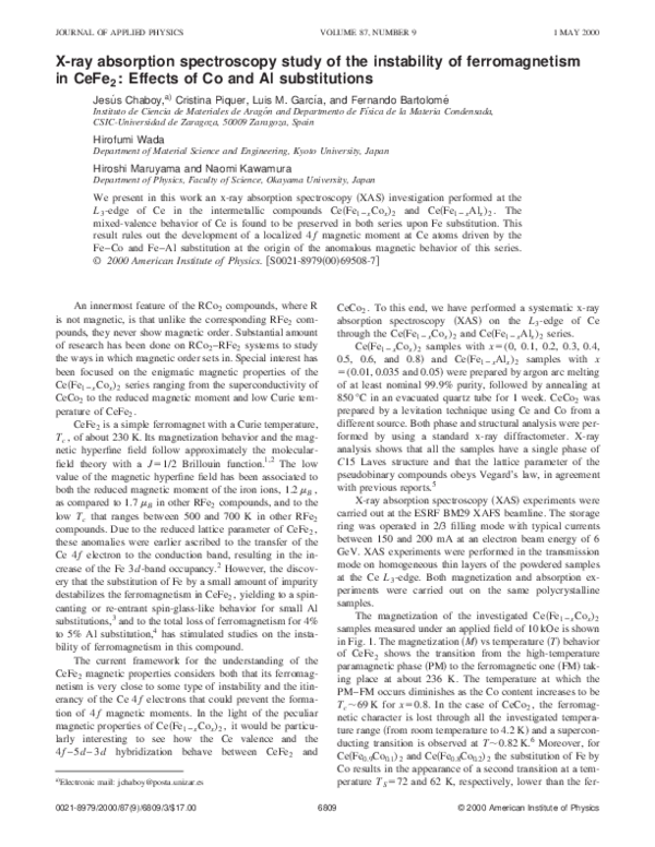 (PDF) X-ray absorption spectroscopy study of the instability of ...
