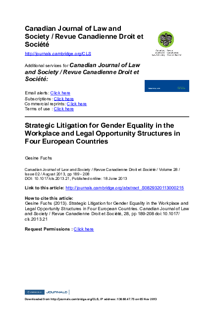 (PDF) Strategic Litigation for Gender Equality in the Workplace and ...