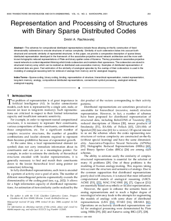 (PDF) Representation and processing of structures with binary sparse ...