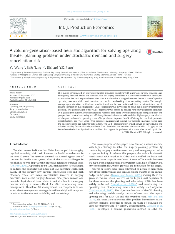 (PDF) Column Generation Based Heuristic Algorithm for Multi-Item Scheduling