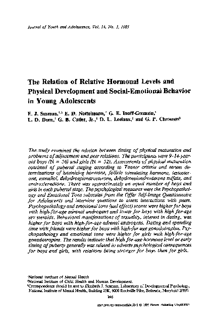 (PDF) The relation of relative hormonal levels and physical development ...