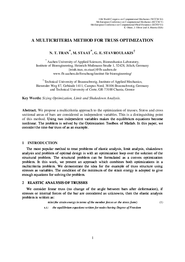 (PDF) A multicriteria method for truss optimization