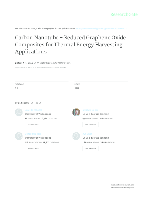 (PDF) Carbon Nanotube - Reduced Graphene Oxide Composites for Thermal ...