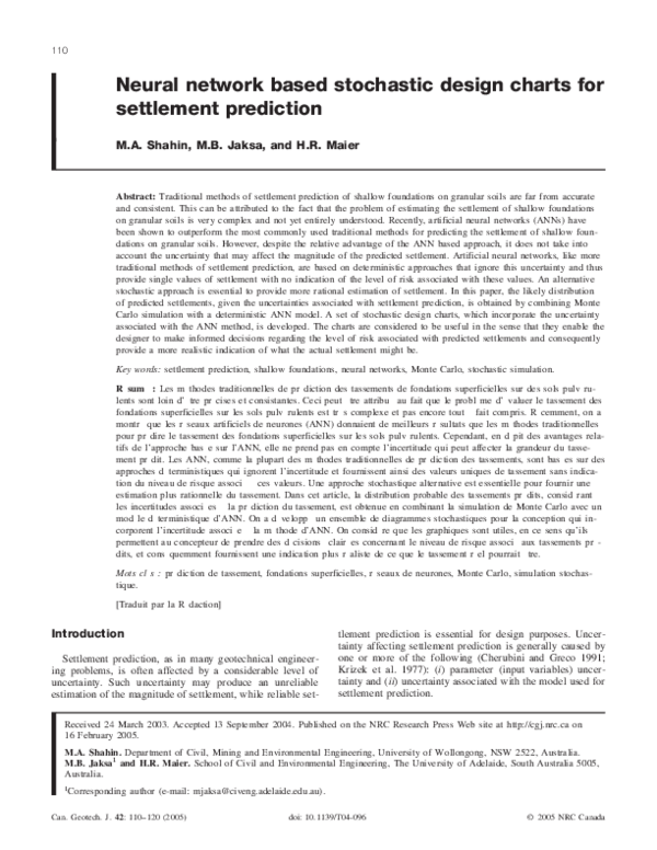 (PDF) Neural network based stochastic design charts for settlement ...