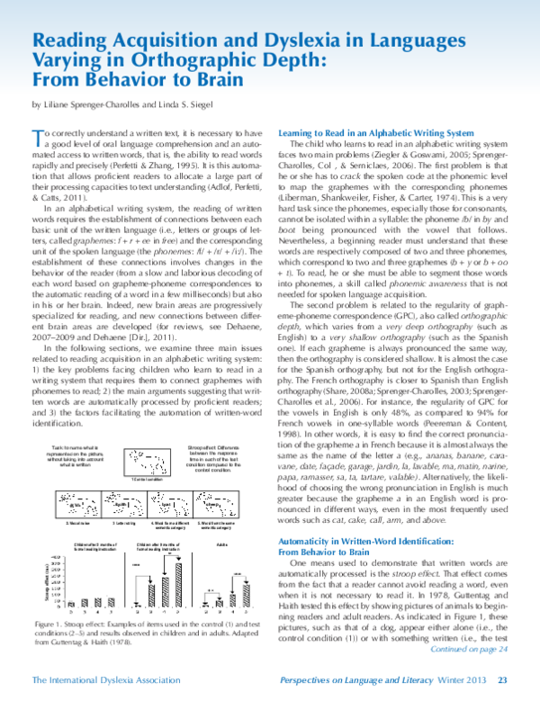 (PDF) Reading Acquisition and Dyslexia in Languages Varying in ...
