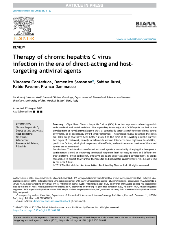 (PDF) Therapy of chronic hepatitis C virus infection in the era of ...