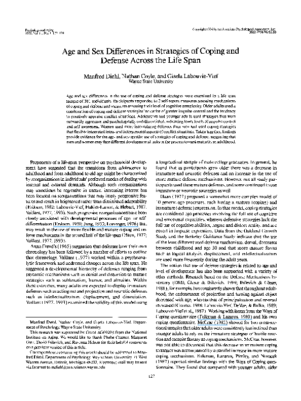 (PDF) Age and sex differences in strategies of coping and defense ...