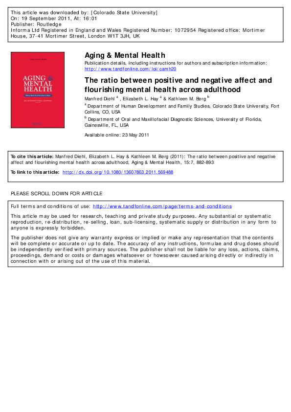 (PDF) The ratio between positive and negative affect and flourishing ...