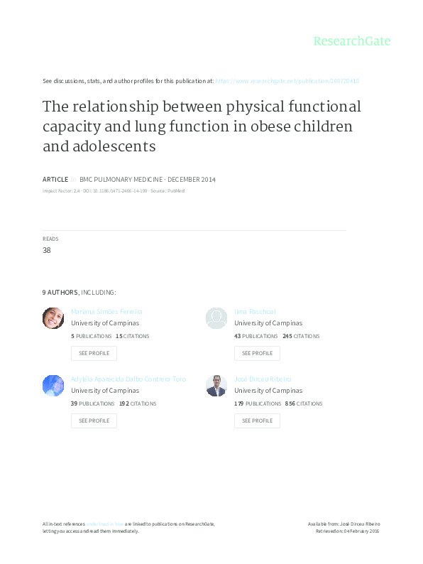 (PDF) The relationship between physical functional capacity and lung ...