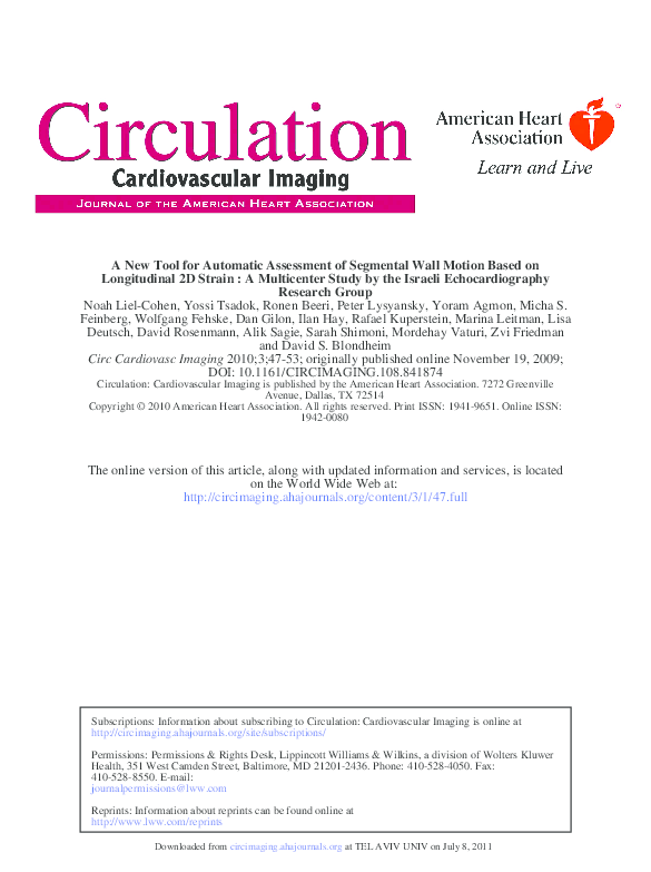 (PDF) A New Tool for Automatic Assessment of Segmental Wall Motion ...