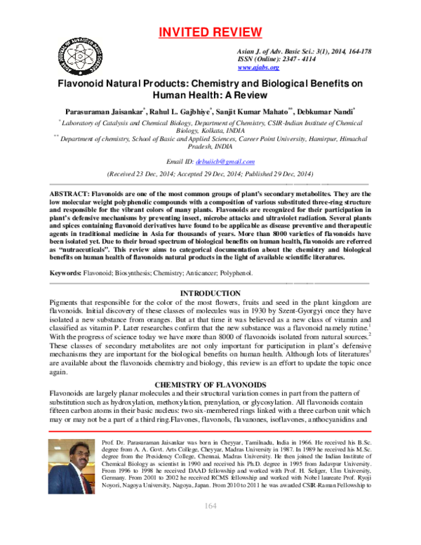 (PDF) Flavonoid Natural Products Chemistry and Biological Benefits on