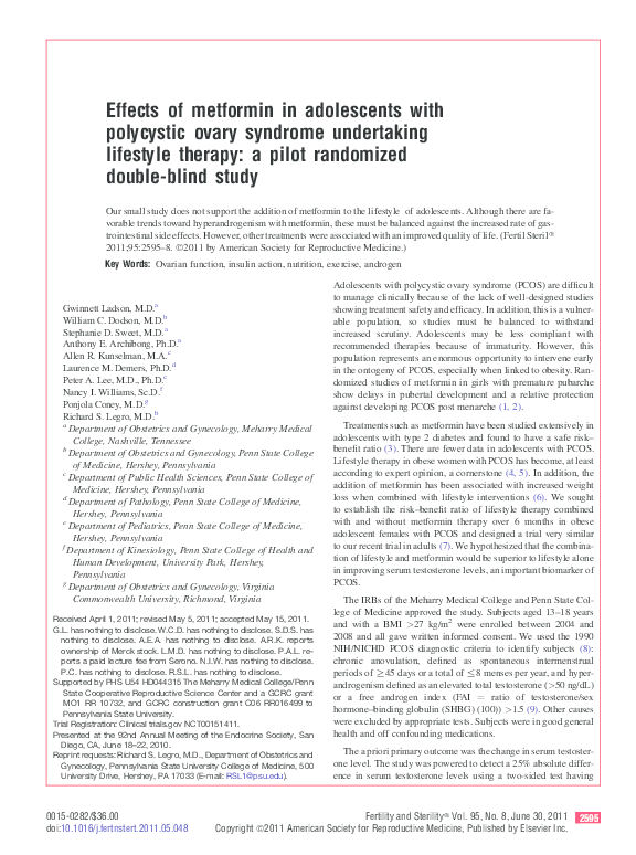 (PDF) Effects of metformin in adolescents with polycystic ovary ...