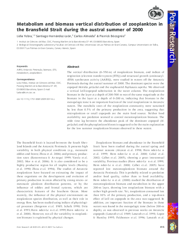 (PDF) Metabolism and biomass vertical distribution of zooplankton in ...