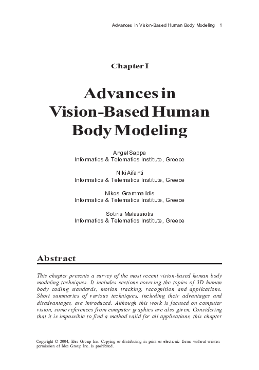 (PDF) Advances in Vision-Based Human Body Modeling