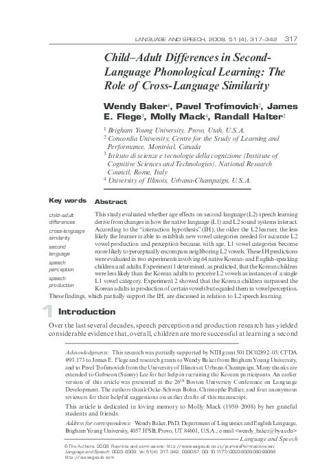 (PDF) Child--Adult Differences in Second-Language Phonological Learning ...