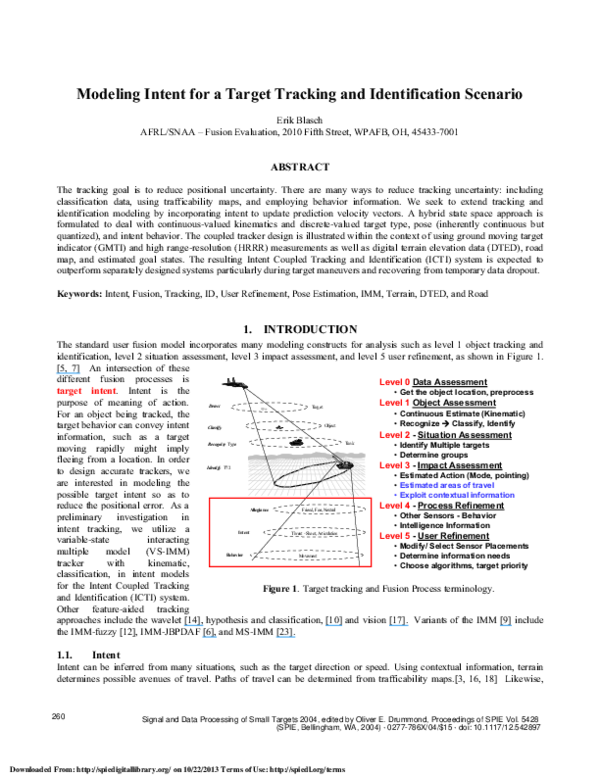 (PDF) Modeling intent for a target tracking and identification scenario