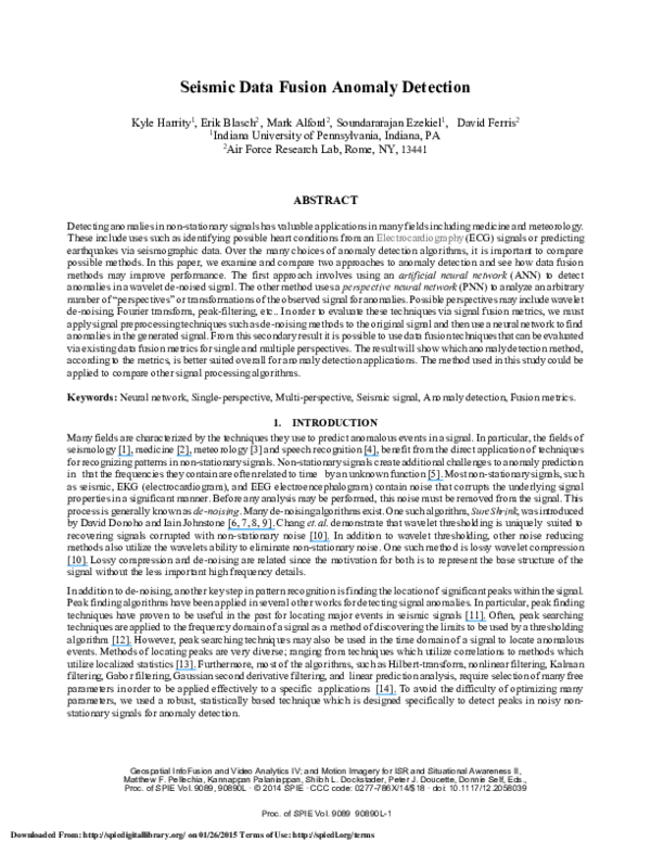 (PDF) Seismic data fusion anomaly detection