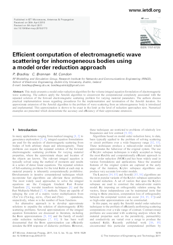 (PDF) Efficient computation of electromagnetic wave scattering for ...