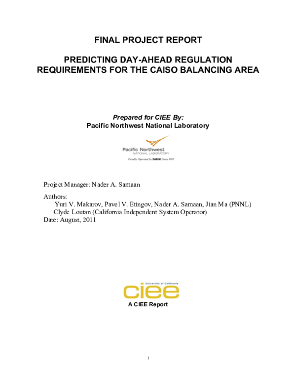(PDF) FINAL PROJECT REPORT PREDICTING DAY-AHEAD REGULATION REQUIREMENTS ...