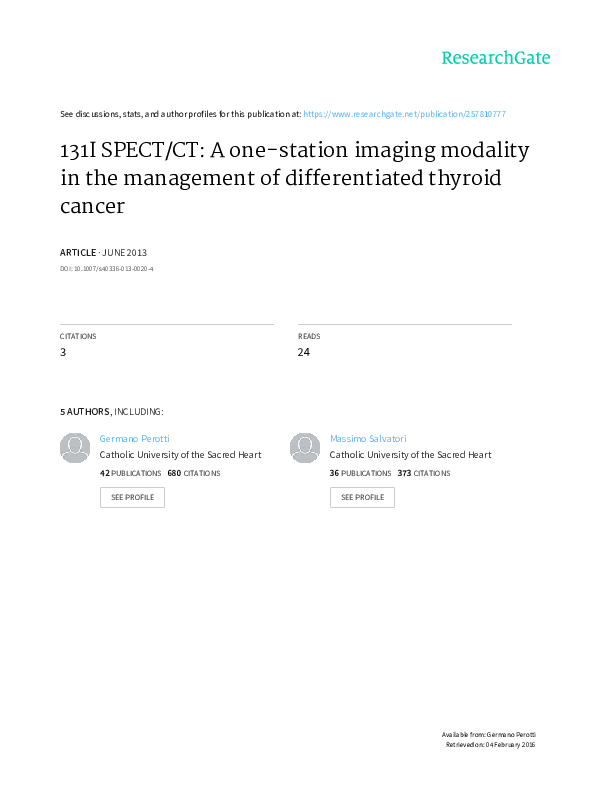 (PDF) 131I SPECT/CT: a one-station imaging modality in the management ...