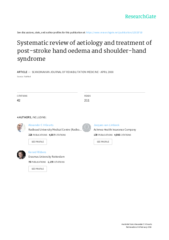 (PDF) Systematic review of aetiology and treatment of poststroke hand