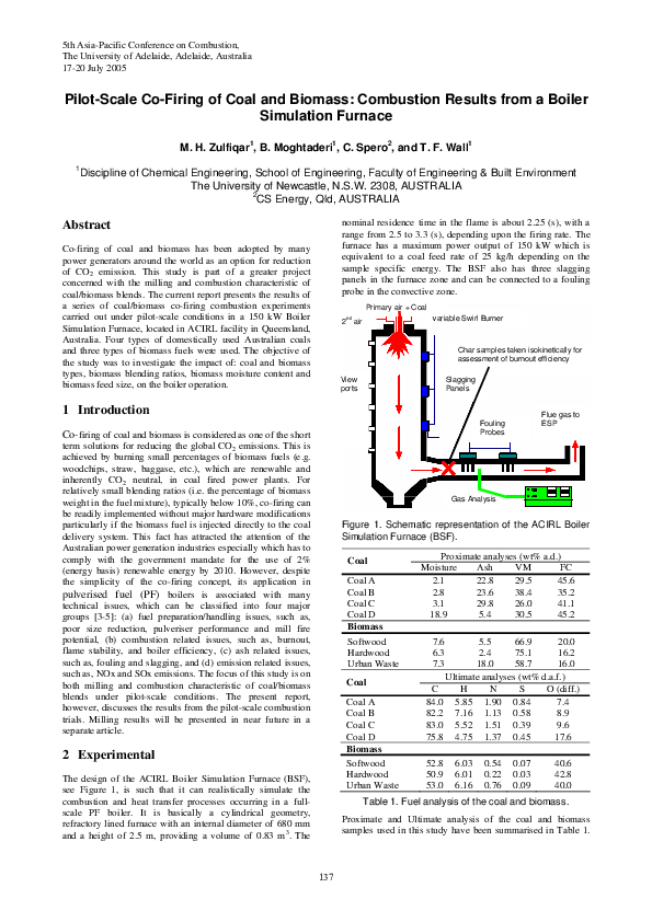 (PDF) Pilot-Scale Co-Firing of Coal and Biomass: Combustion Results ...