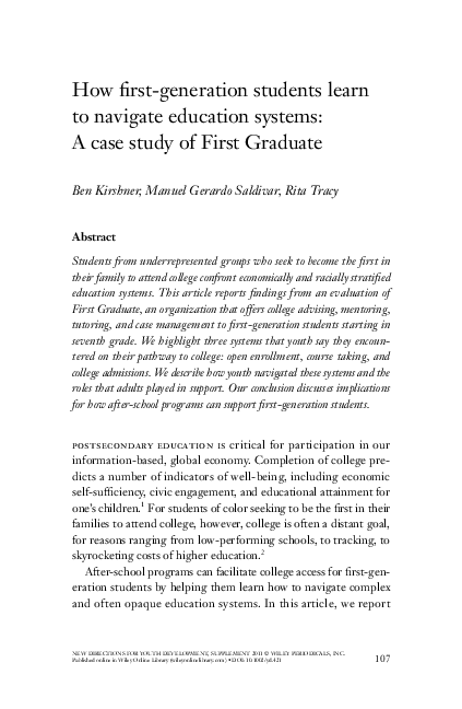 (PDF) How first-generation students learn to navigate education systems ...